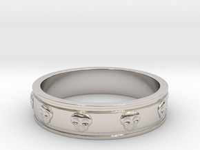 Ring with Skulls - Size 9 in Rhodium Plated Brass