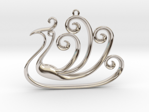 The Peacock Pendant in Rhodium Plated Brass