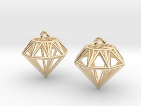 Diamond Earrings in 14k Gold Plated Brass