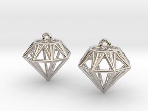 Diamond Earrings in Rhodium Plated Brass