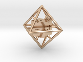 Average D8 Cage Dice in 14k Rose Gold Plated Brass