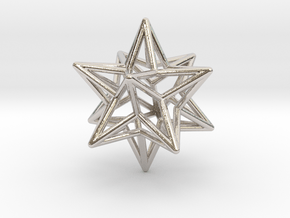 Stellated Dodecahedron Star Earring in Rhodium Plated Brass