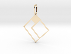 Tetromino Pendant - Diamond Two in 14k Gold Plated Brass