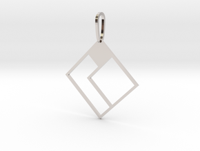 Tetromino Pendant - Diamond Two in Rhodium Plated Brass