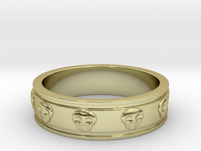 Ring with Skulls in 18k Gold Plated Brass