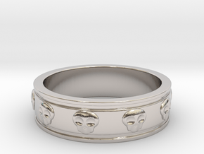 Ring with Skulls - Size 5 in Rhodium Plated Brass