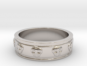Ring with Skulls - Size 4 in Rhodium Plated Brass
