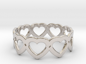 Heart Ring - Size 7 in Rhodium Plated Brass