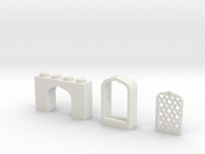 Set of Arabian Window Brick, Frame and Lattice in White Natural Versatile Plastic