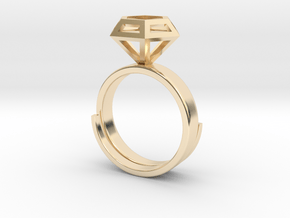 Diamond Ring US 7 3/4 in 14k Gold Plated Brass
