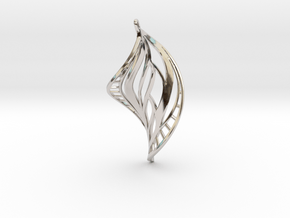 DNA Leaf Spiral Earring (left) in Rhodium Plated Brass