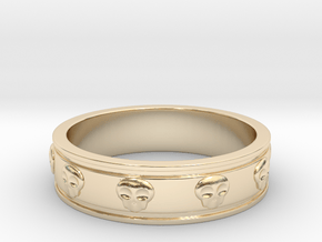 Ring with Skulls - Size 7 in 14K Yellow Gold
