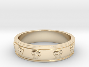Ring with Skulls - Size 8 in 14K Yellow Gold