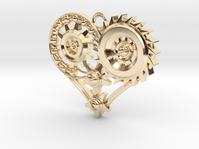 Mech Heart Pendant in 14k Gold Plated Brass