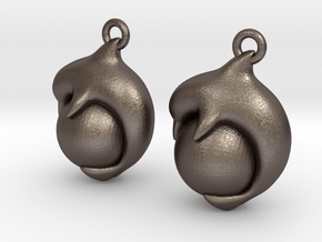 Dolphin Earrings in Polished Bronzed Silver Steel