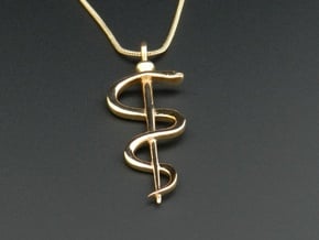 Rod Of Asclepius Pendant in Polished Bronze