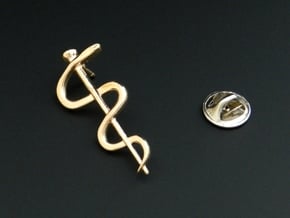 Rod of Asclepius Lapel Pin in Polished Bronze