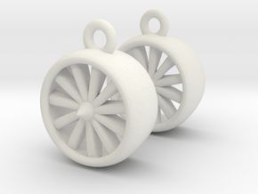 Jet Engine Earrings in White Natural Versatile Plastic