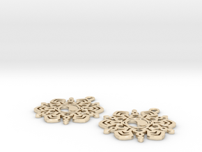 Yin Yang Snowflake Earrings  in 14k Gold Plated Brass