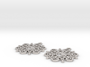 Yin Yang Snowflake Earrings  in Rhodium Plated Brass