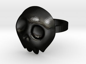 Comic Skull Ring in Matte Black Steel