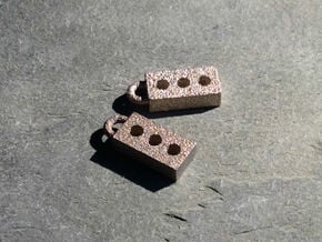 Masonry Brick Earrings in Polished Bronzed Silver Steel