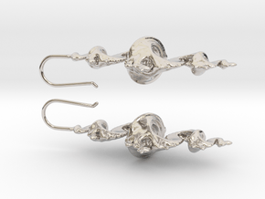 Dragon Earrings with integrated hooks - 5cm in Rhodium Plated Brass