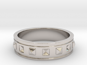 Ring with Studs in Rhodium Plated Brass