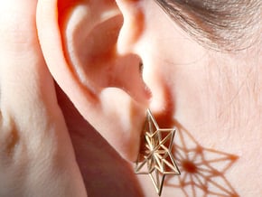 Ninja Crane Earrings in Polished Bronze
