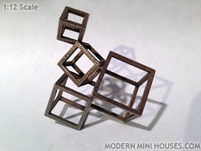 Cubed Art Sculpture 1:12 scale in Polished Bronzed Silver Steel