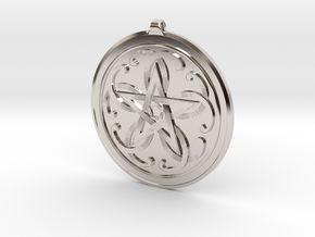 Celtic Pentagram Knot Pendant~44mm (1 3/4 inch) in Rhodium Plated Brass
