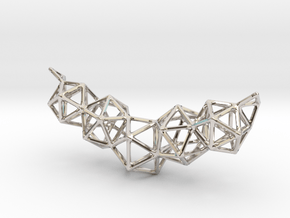 Icosahedron Frame Geometry Pendent in Rhodium Plated Brass
