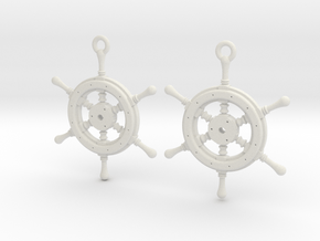 Ship wheel earrings in White Natural Versatile Plastic