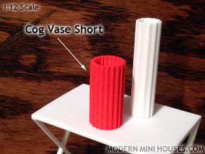 Cog Vase Short 1:12 scale in Orange Processed Versatile Plastic