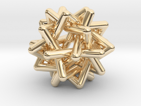 Six Tangled Stars in 14k Gold Plated Brass