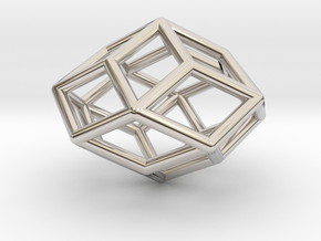 Rhombic Icosahedron Pendant in Rhodium Plated Brass