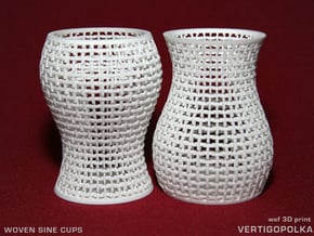 Woven Sine Cups in White Natural Versatile Plastic