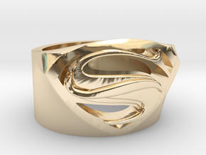 Superman Ring - Man Of Steel Ring US12 in 14k Gold Plated Brass