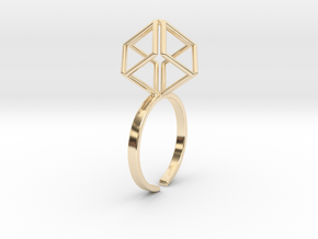 Dynamic Diamond Cube in 14k Gold Plated Brass