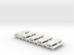 Picnic Table - Qty (5) HO 1:87 Scale in White Natural Versatile Plastic