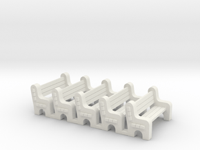 Street Bench - Qty (5) HO 87:1 Scale in White Natural Versatile Plastic