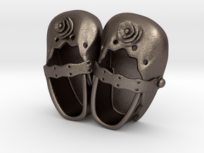 Baby Shower Decorations - Baby Shoes - One Color  in Polished Bronzed Silver Steel