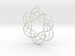 Little Hearts Pendant in White Natural Versatile Plastic