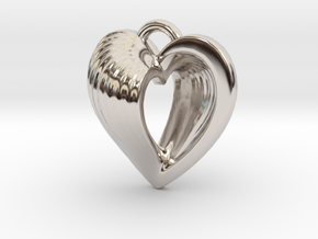 Heart Shell Pendant in Rhodium Plated Brass
