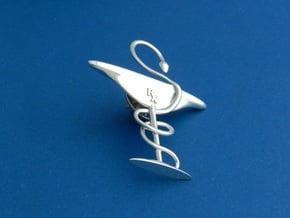 Bowl Of Hygeia RX Lapel Pin in Fine Detail Polished Silver