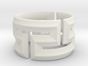 Maeander Ring 18mm in White Natural Versatile Plastic