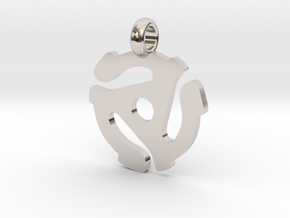 45 Record Spindle Pendant - 38mm dia. in Rhodium Plated Brass