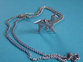 Origami Unicorn Pendant in Polished Nickel Steel