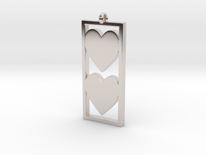 Two Hearts in Rhodium Plated Brass