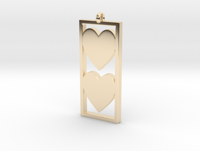 Two Hearts in 14k Gold Plated Brass